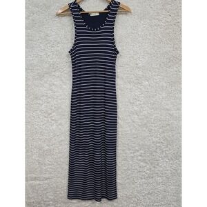 Marine Layer Lexi Rib Midi Tank Dress Women Small Blue White Lyocell Striped